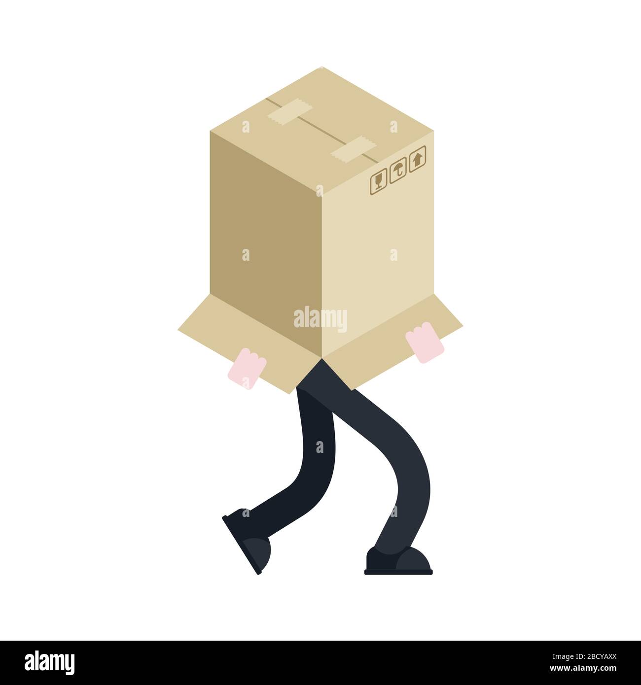 Man put box on his head. vector illustration Stock Vector Image & Art