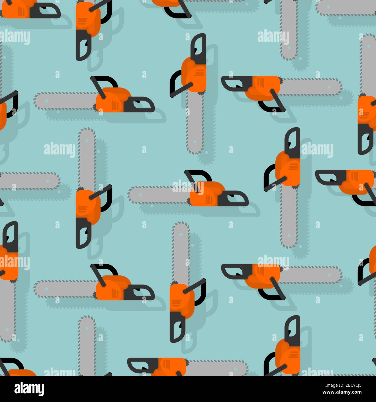 Chainsaw pattern seamless. lumberjack Tool background. vector ornament Stock Vector