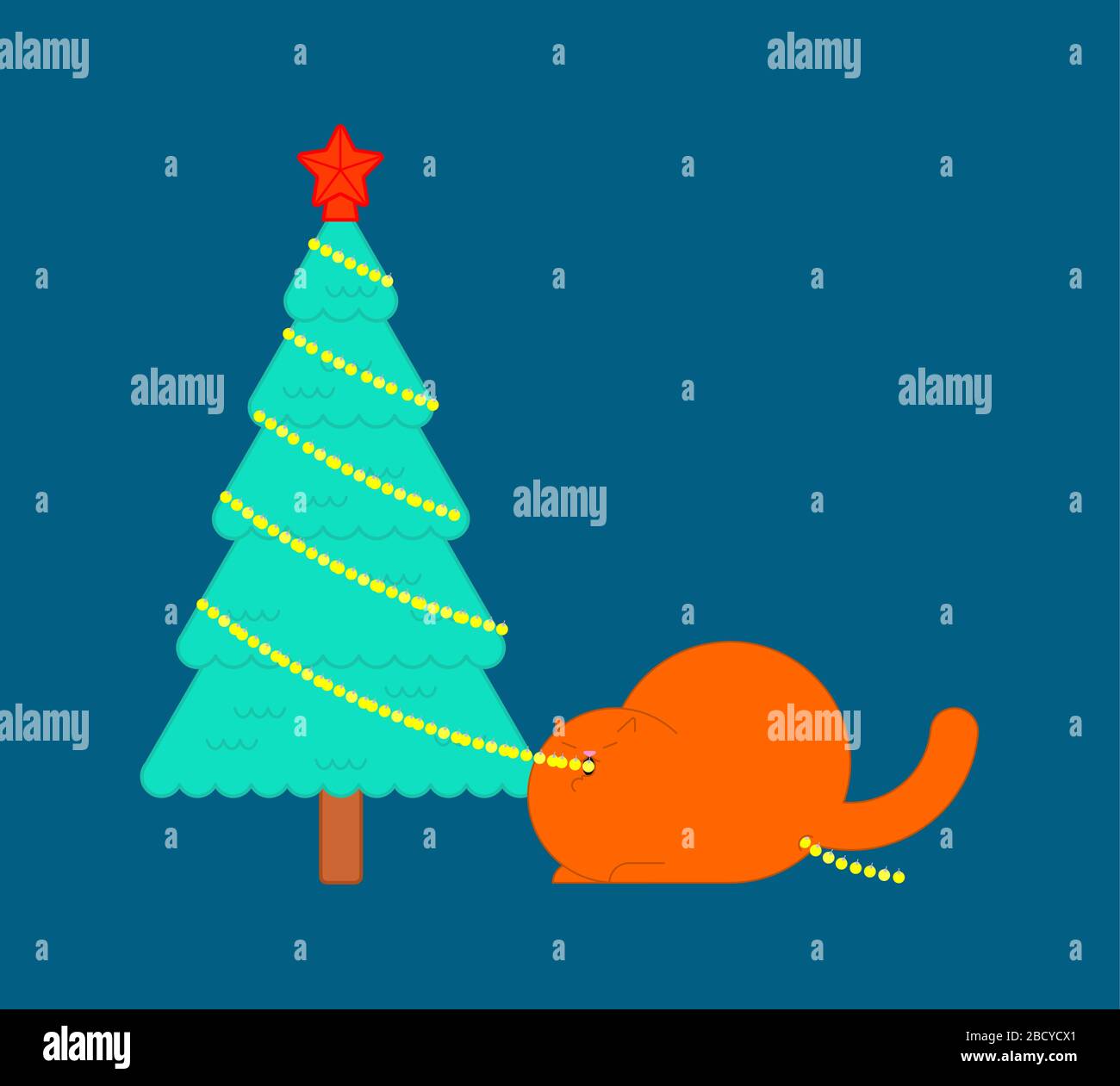 Tabby cat christmas tree Stock Vector Images Alamy