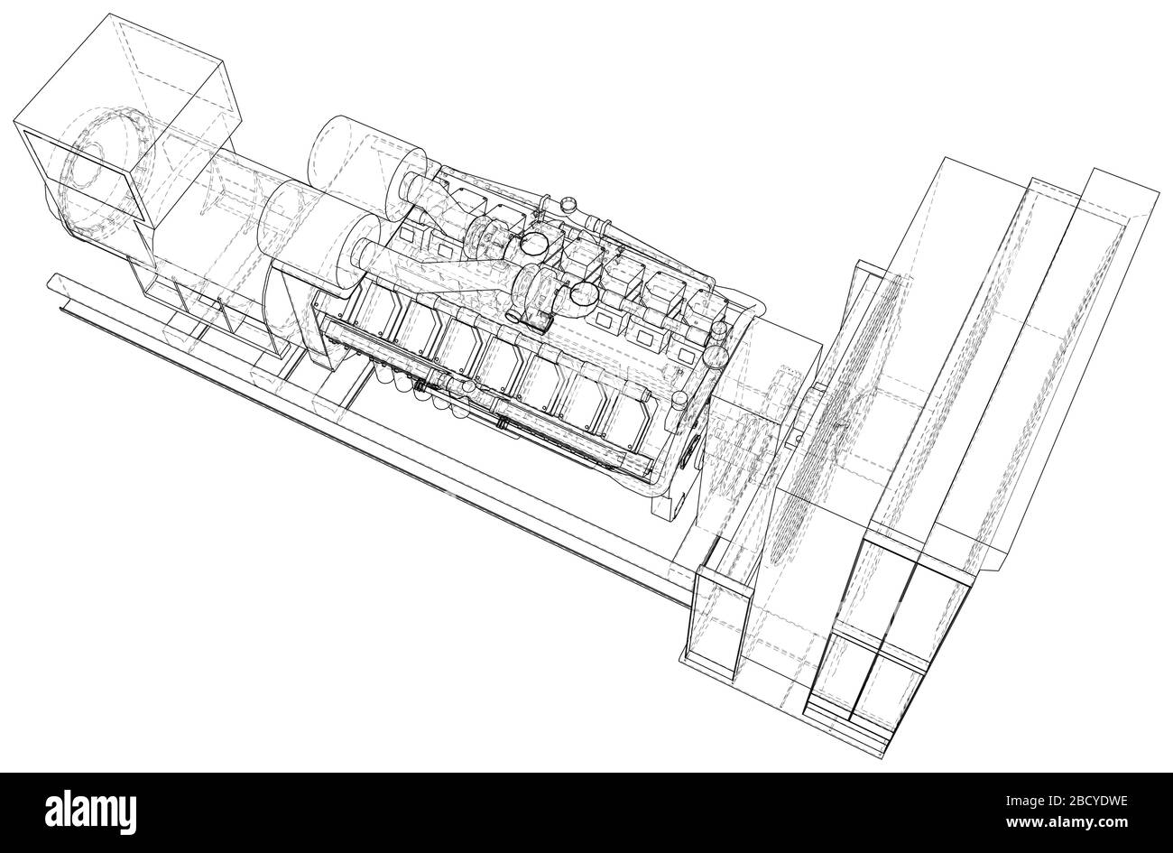 Diesel generator unit for factory. he layers of visible and invisible ...
