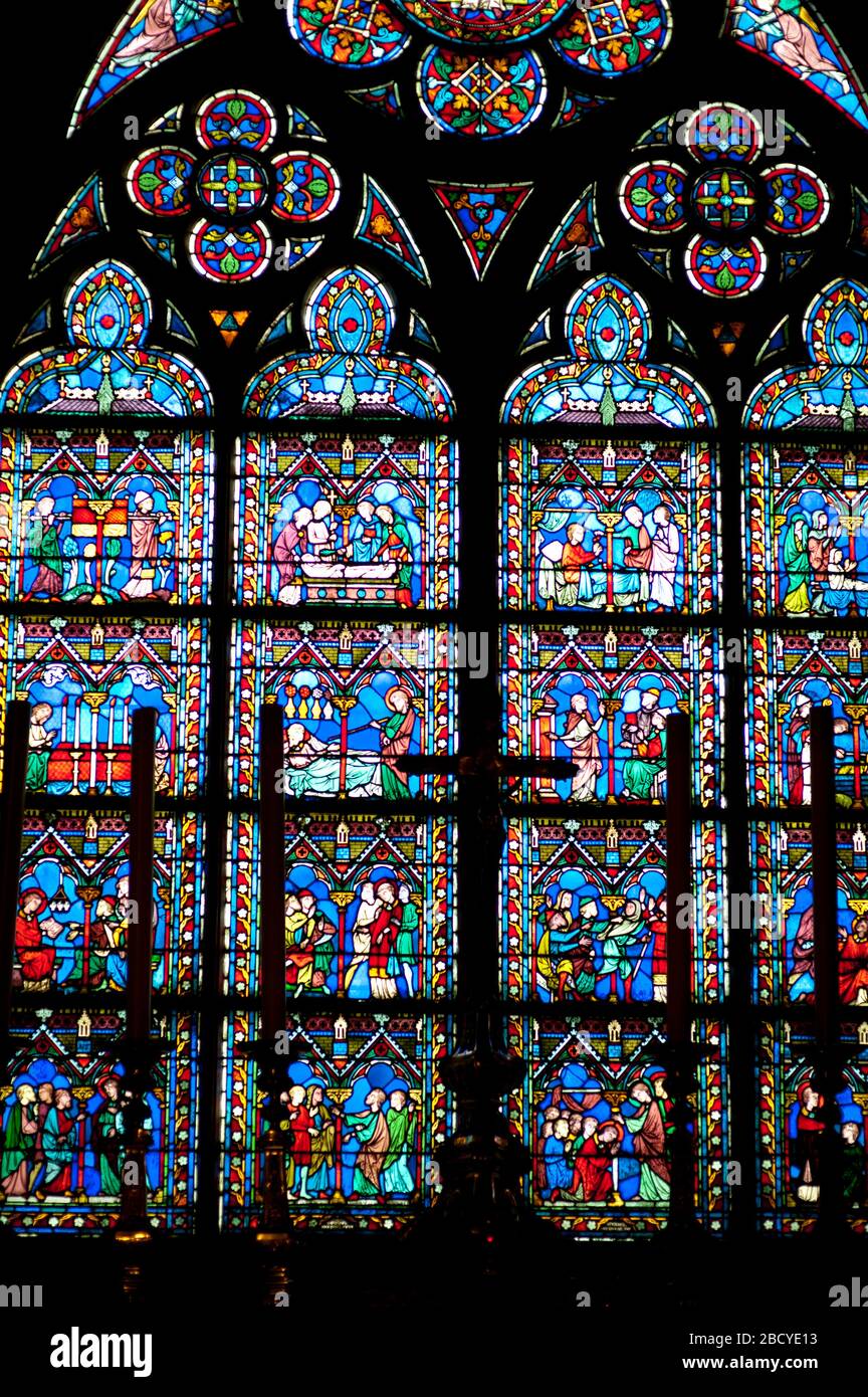 Stained Glass Windows Notre Dame Cathedral Paris France Stock Photo Alamy