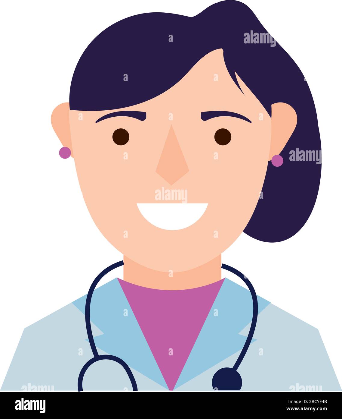 female doctor with stethoscope character flat style Stock Vector Image ...