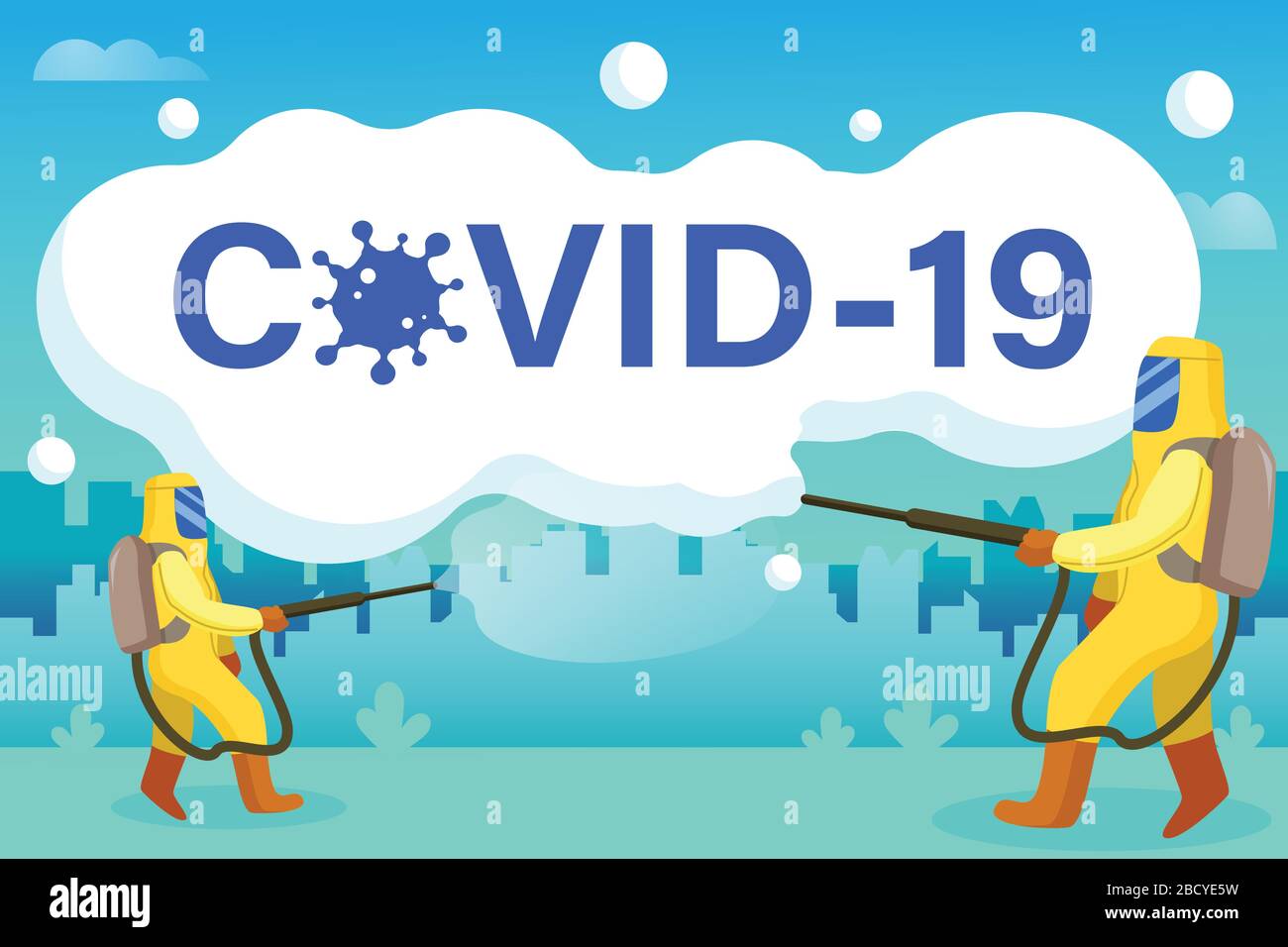 Fighting Covid-19 or Coronavirus concept inscription design banner,background and fight to virus vector illustration Stock Vector