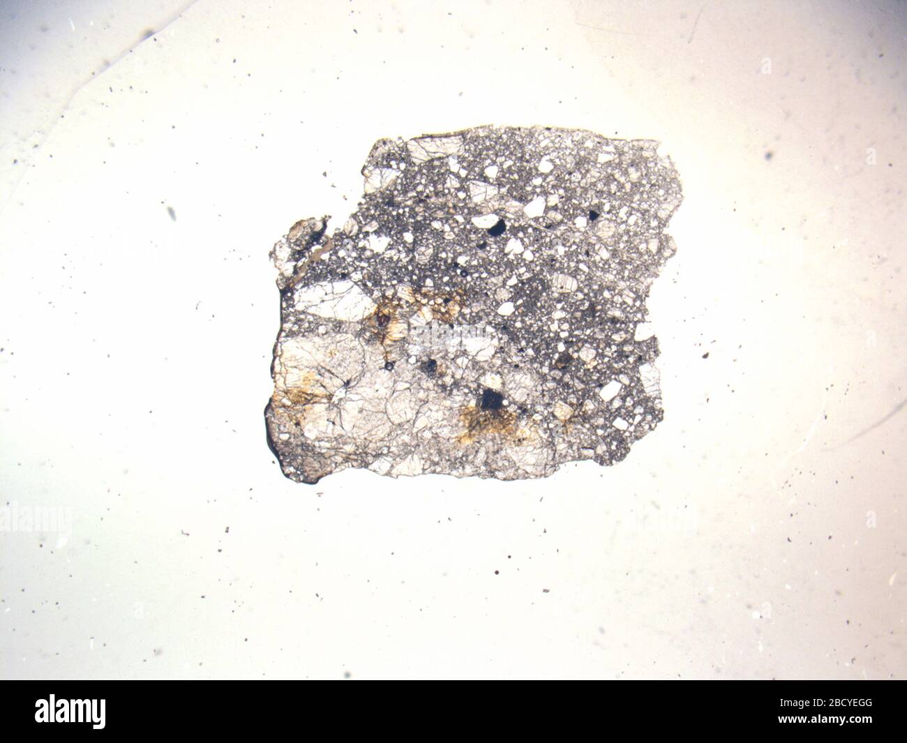 Micrograph of LAP 04846,3 meteorite under plane-polarized light at 1.25 ...