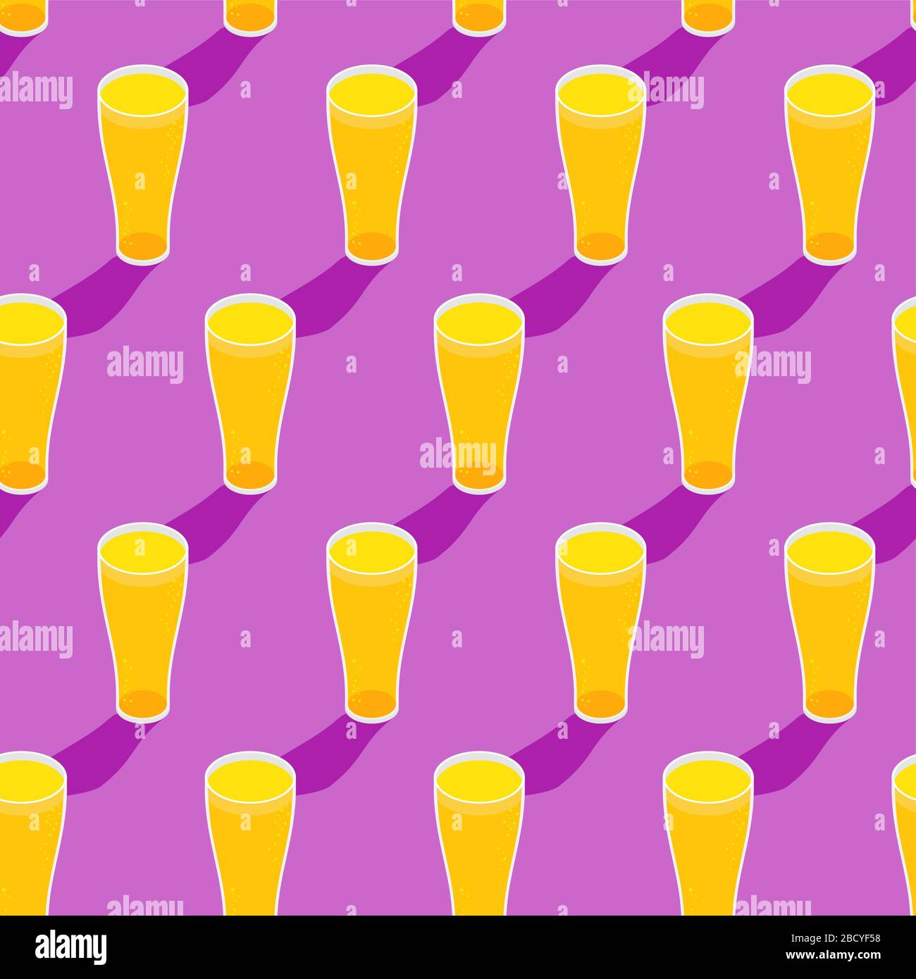 Glass of beer pattern seamless. alcohol background. vector texture Stock Vector