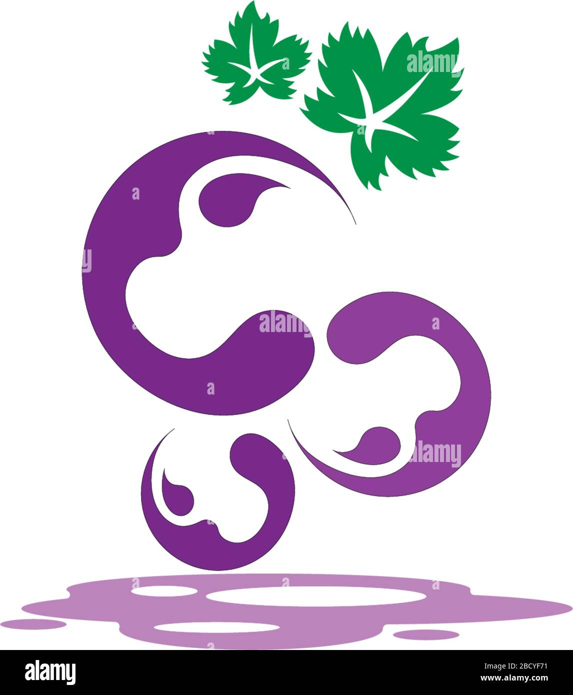 Grape with leaf logo icon template illustration Stock Vector