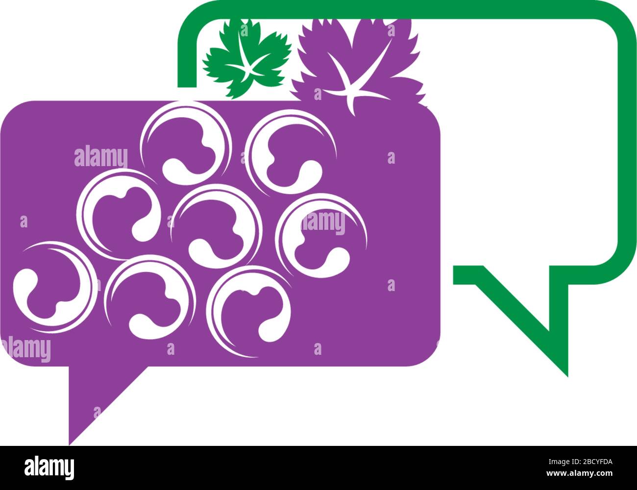 Bubble chat grapes icon logo template Stock Vector