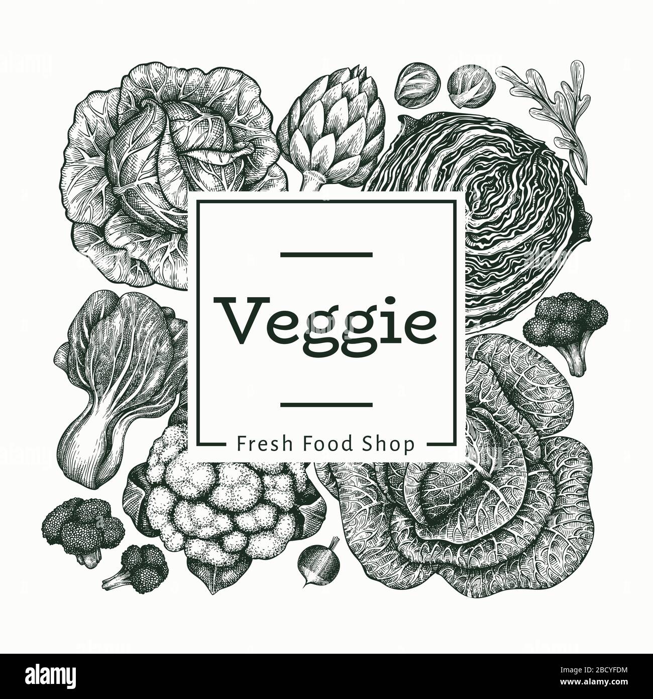 Hand drawn sketch vegetables design. Organic fresh food vector banner ...