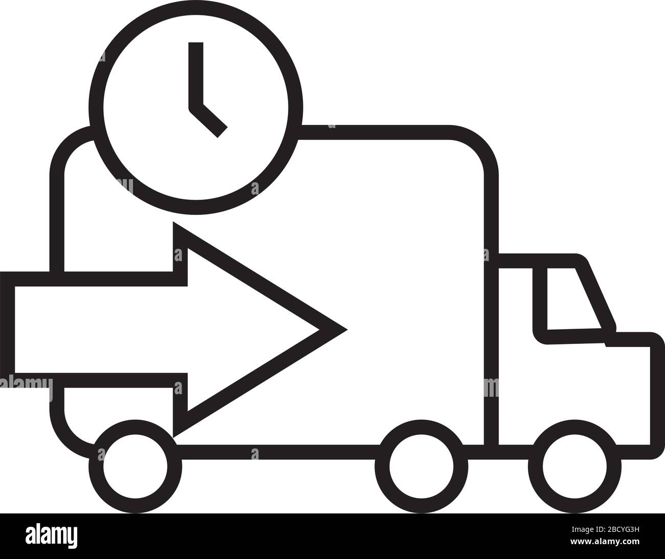 truck with time and arrow delivery service line style icon Stock Vector