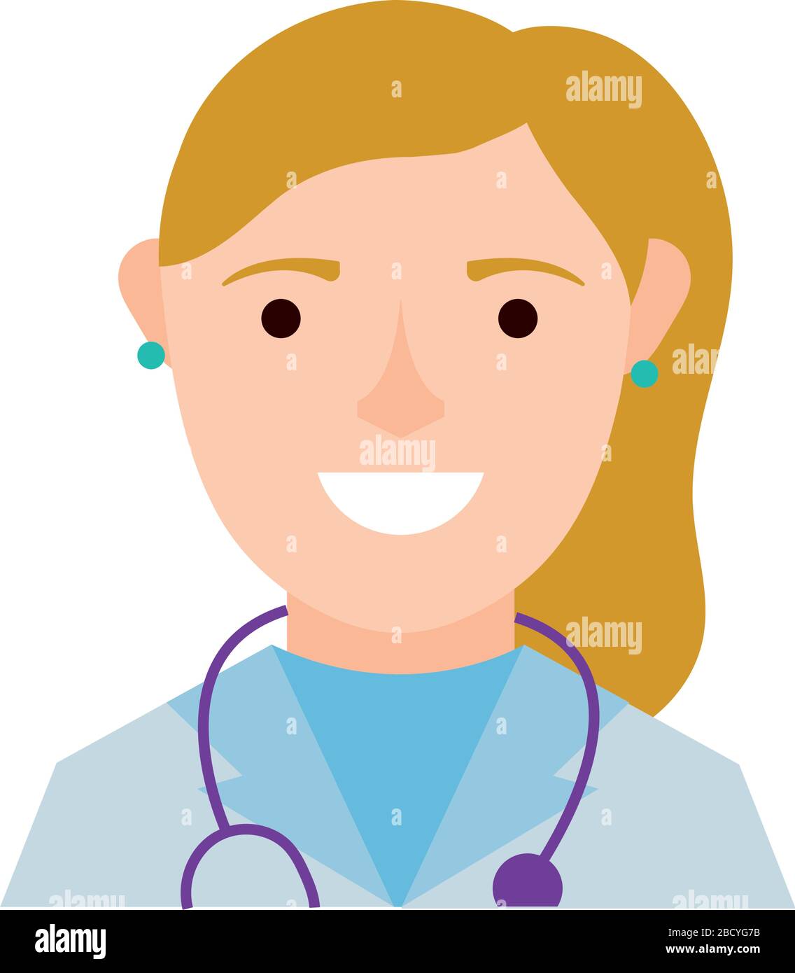 female doctor with stethoscope character flat style Stock Vector Image ...