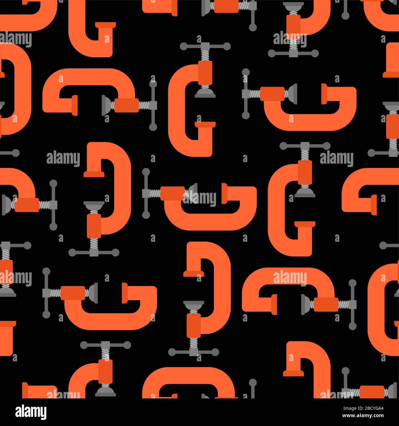 Clamp tool pattern seamless. Locksmith tool background. vector texture Stock Vector