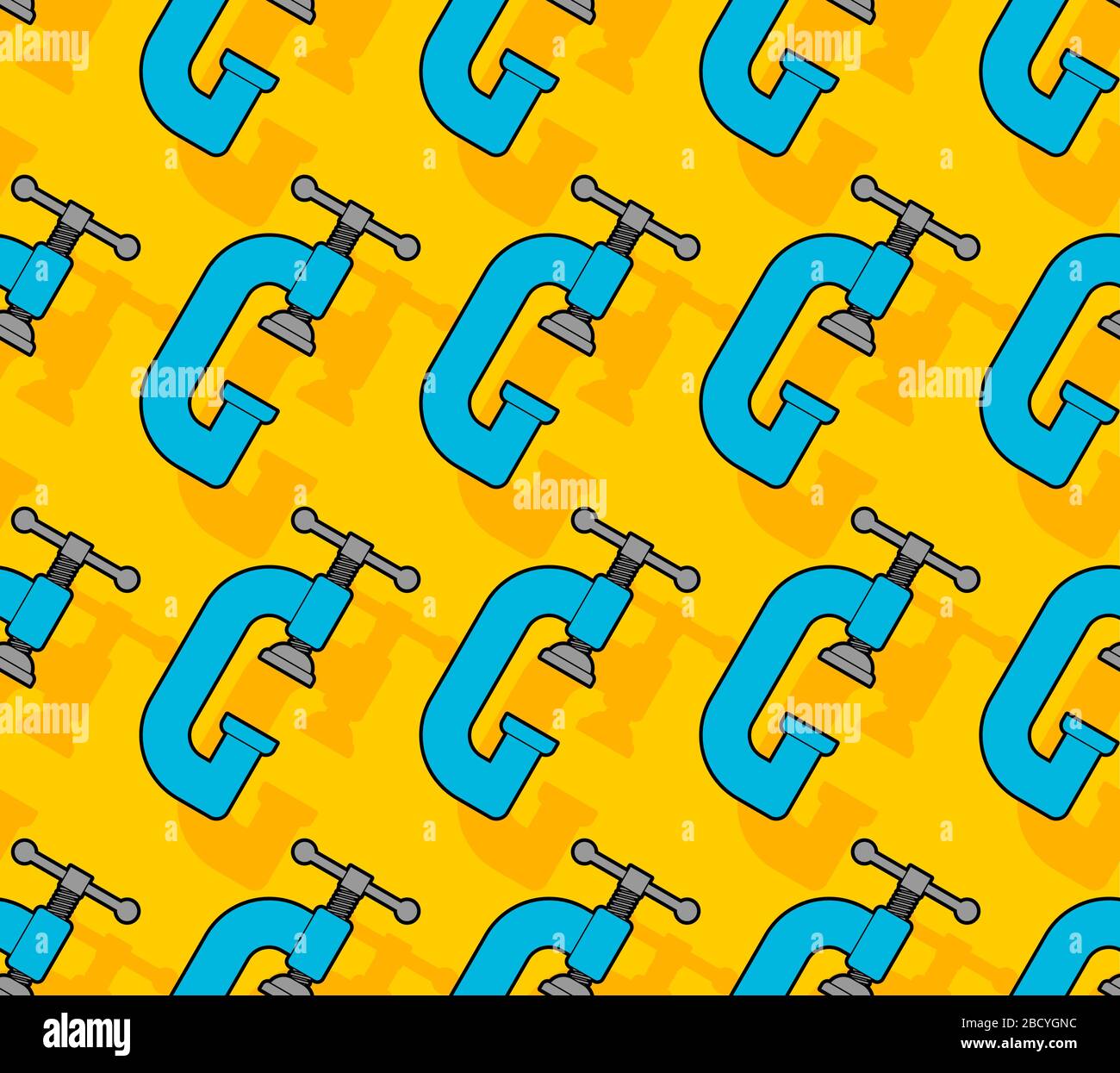 Clamp tool pattern seamless. Locksmith tool background. vector texture Stock Vector