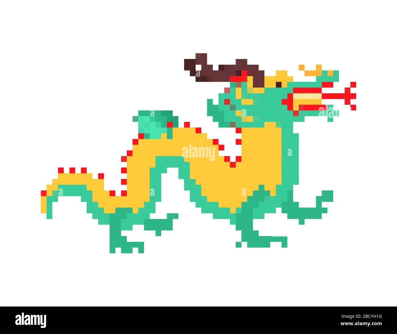 Chinese dragon pixel art. China mythical monster 8 bit. National folk  beast. vector illustration Stock Vector Image & Art - Alamy
