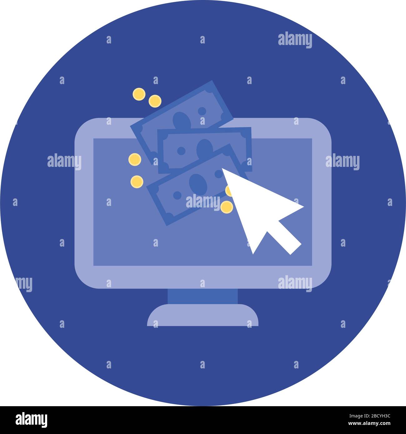 desktop with bills dollars block and flat style icon Stock Vector Image ...