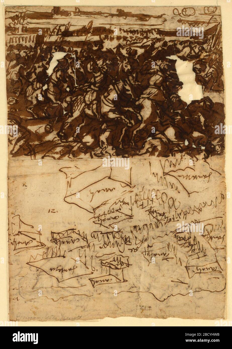 Recto above Charles V defeating the Turks near Vienna 1529 preliminary ...