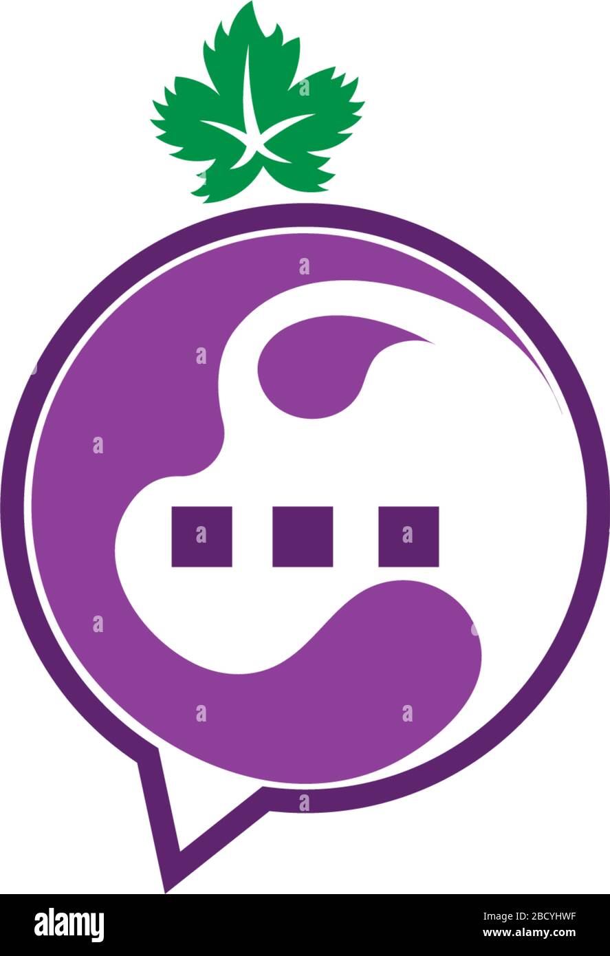 Bubble chat grapes icon logo template Stock Vector