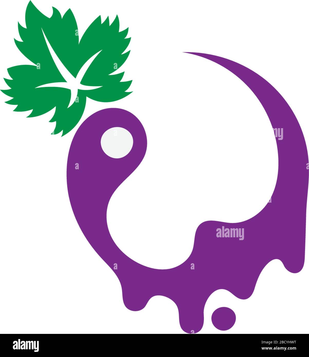 Grape with leaf logo icon template illustration Stock Vector