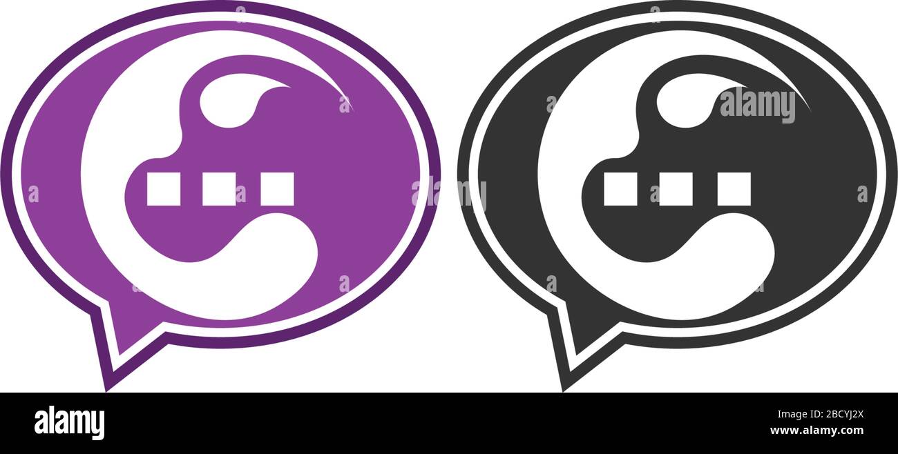 Bubble chat grapes icon logo template Stock Vector