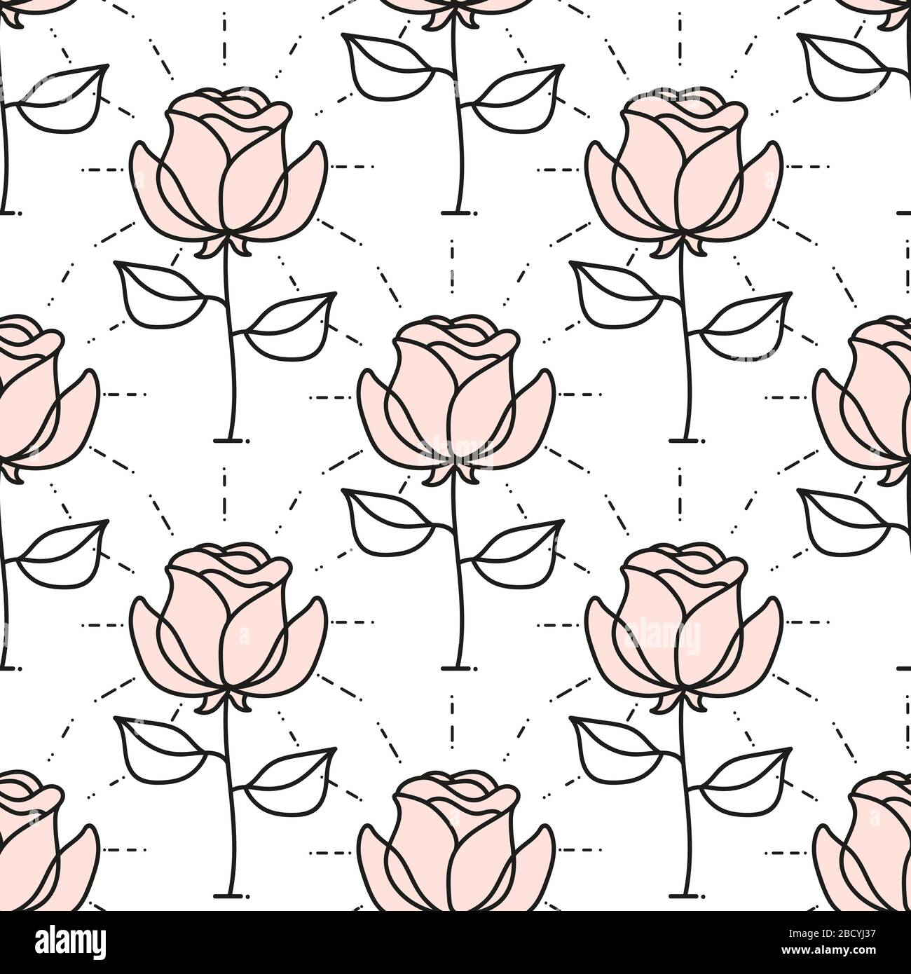 Semless Vector Flower Design Pattern On White Background Vector Illustration Stock Vector