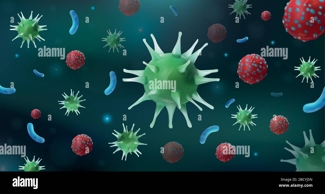 Abstract viruses and microbe. Infection flu. Danger that cause harm to ...