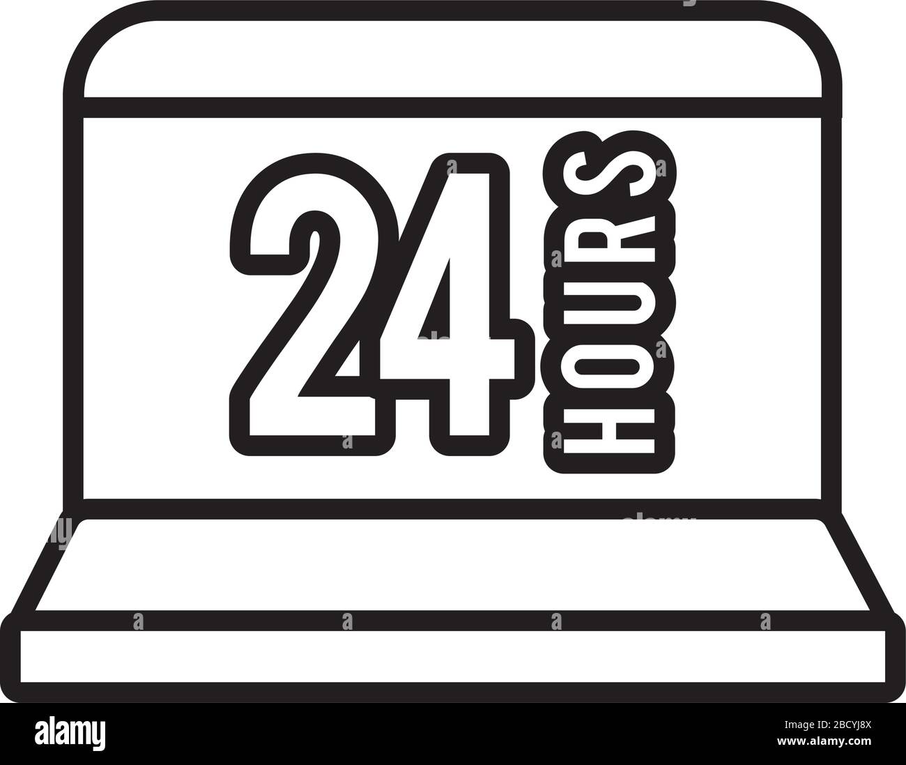 laptop with 24 hours line style icon Stock Vector Image & Art - Alamy