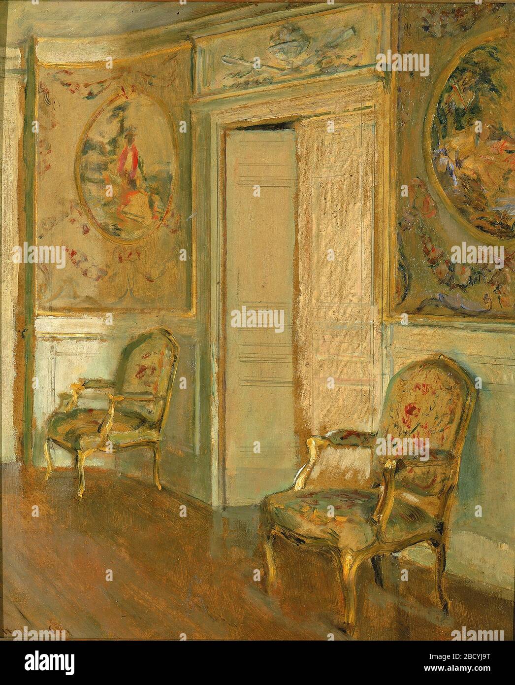 Untitled Interior View. This painting shows the interior of Mrs. George R. Fearing’s apartment in a Paris hotel. Mrs. Fearing was an American who shared Walter Gay’s interest in French decorative arts. Stock Photo