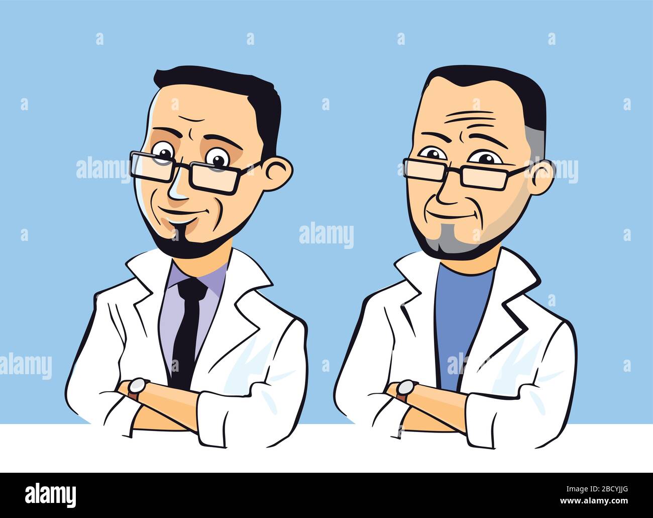 Handsome doctor character, cartoon stylized vector illustration. Stock Vector