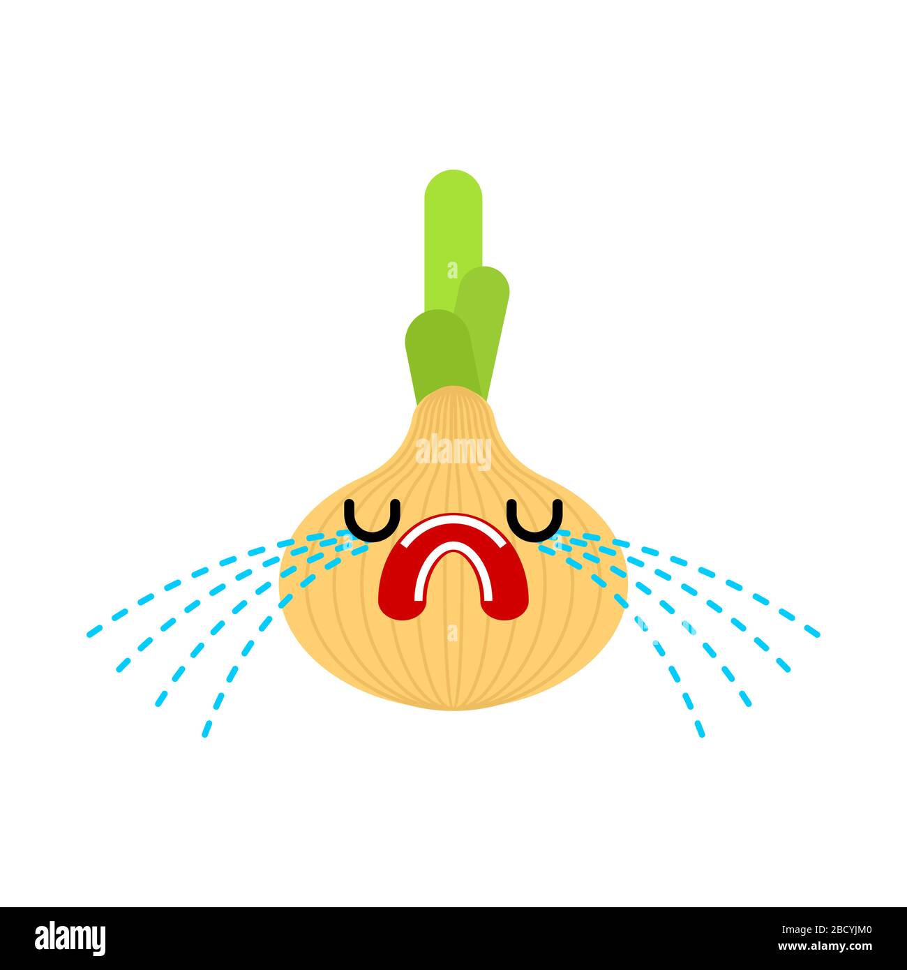 Onion crying isolated. Sad vegetable cartoon. vector illustration Stock