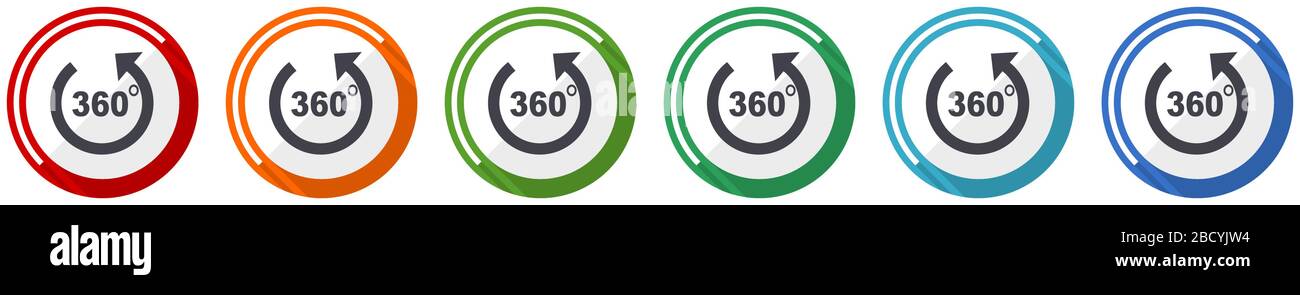 Panorama icon set, flat design vector illustration in 6 colors options ...