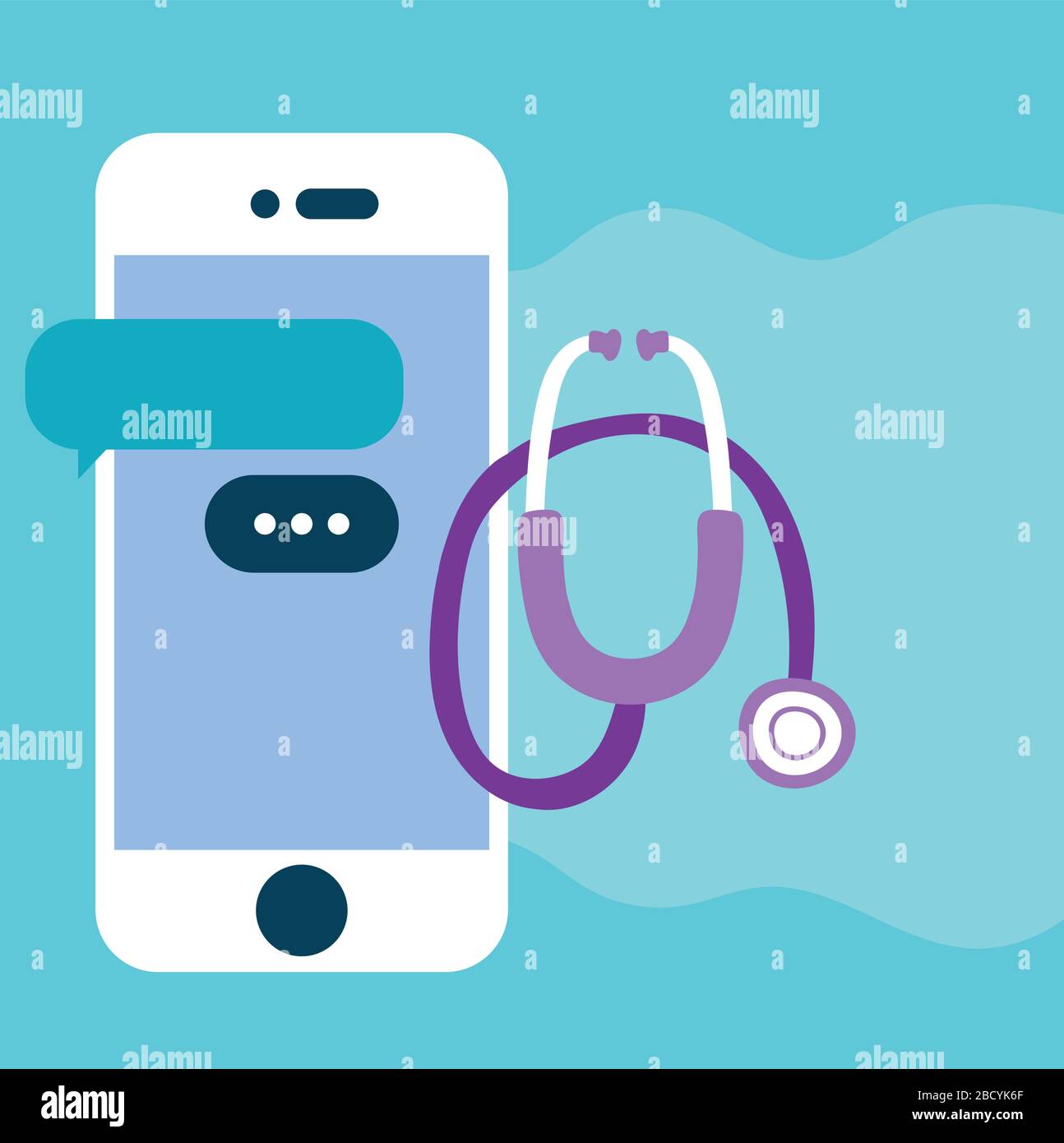 online health technology with smartphone and stethoscope Stock Vector ...