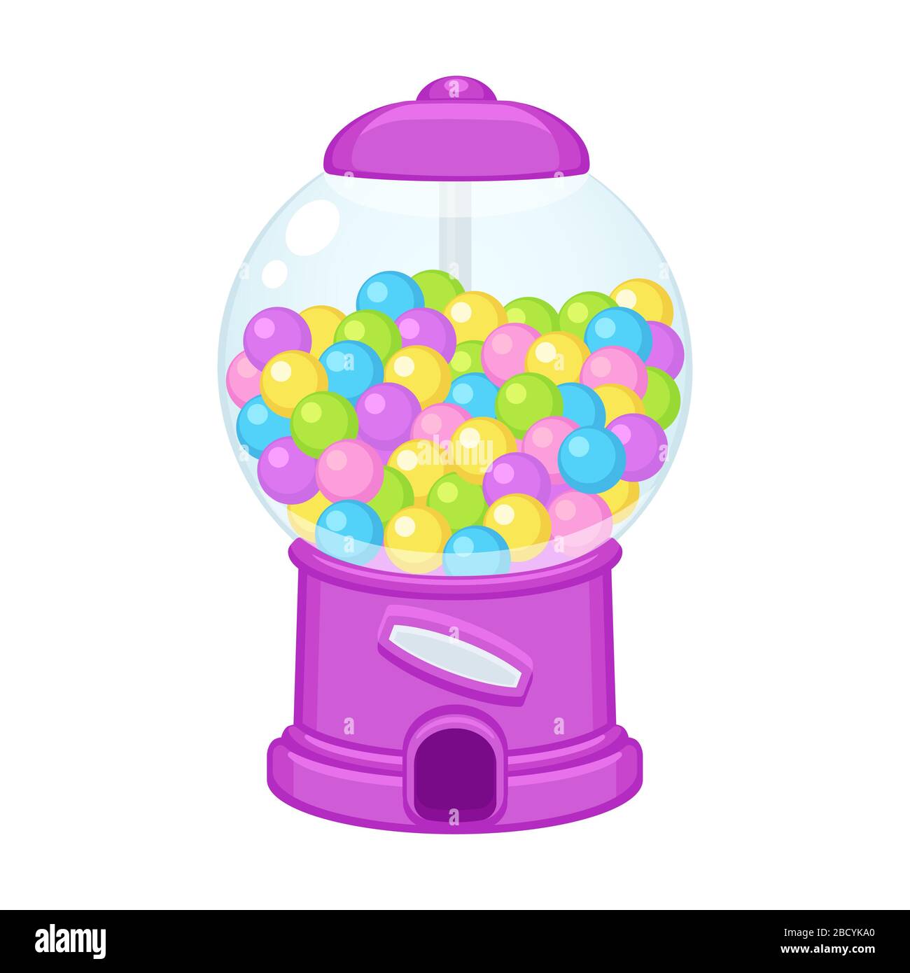 Old fashioned gumball machine. Cartoon candy or bubble gum dispenser, vector clip art illustration. Stock Vector