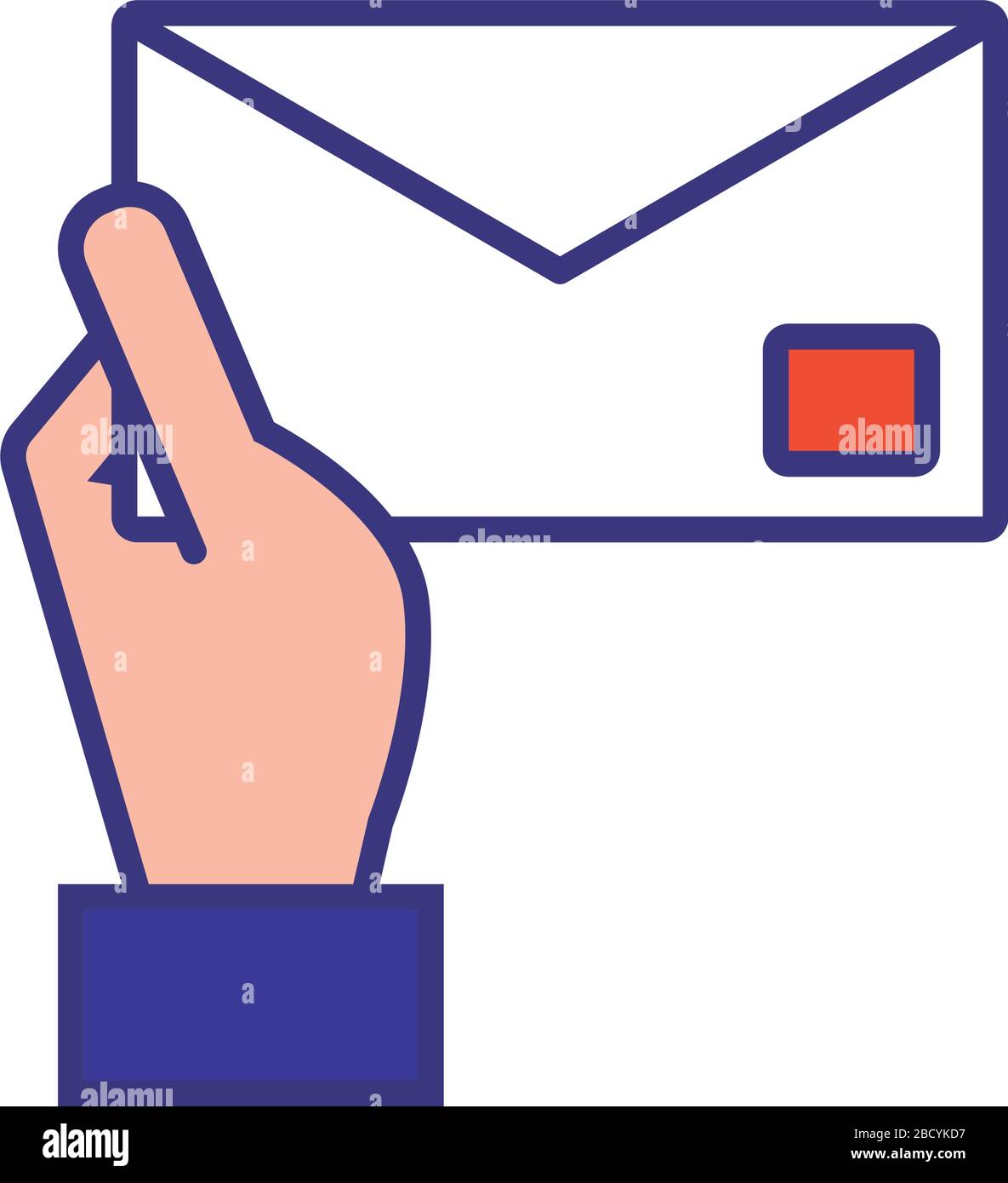 hand with envelope mail line and fill style icon Stock Vector Image ...
