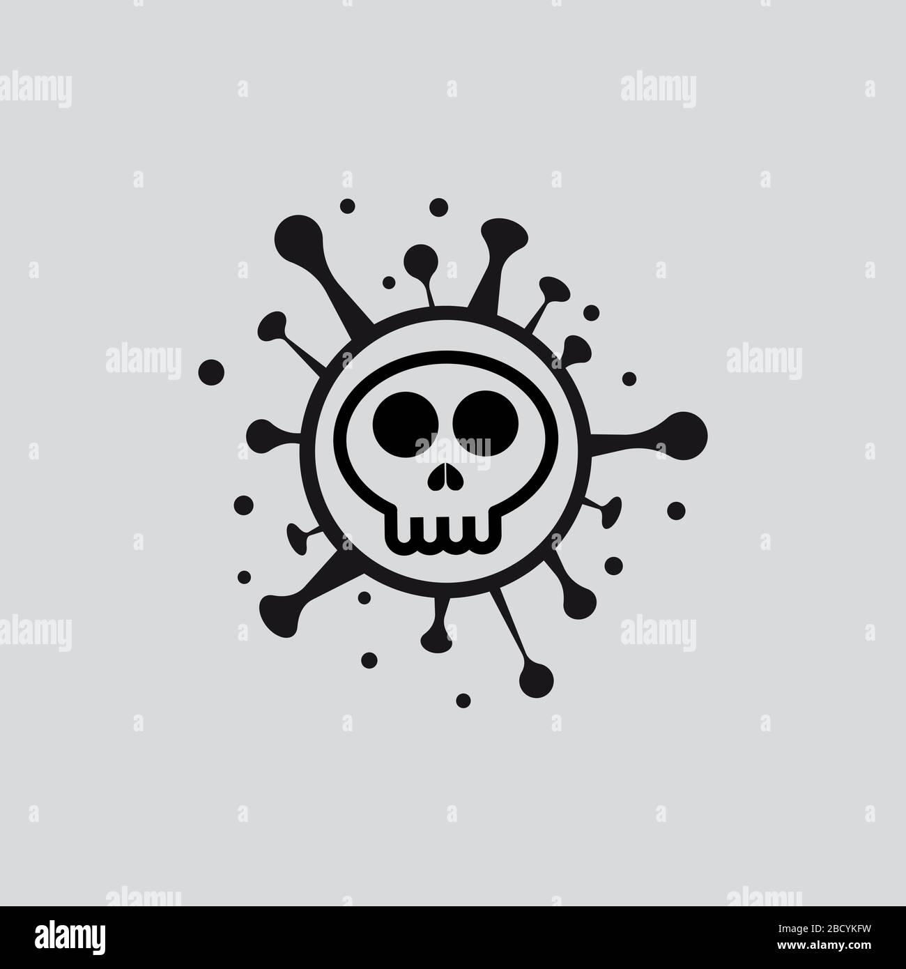 Vector illustration bacterium virus in the shape of a Skull shape Covid-19 coronavirus. Covid 19-NCP deadly virus Stock Vector
