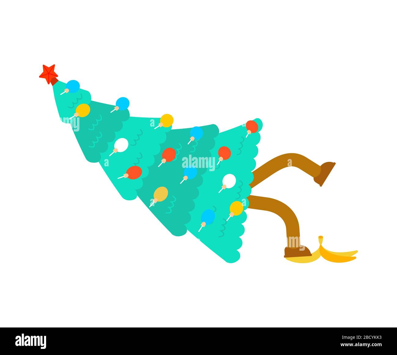Christmas tree fell slipped. Xmas vector illustration Stock Vector