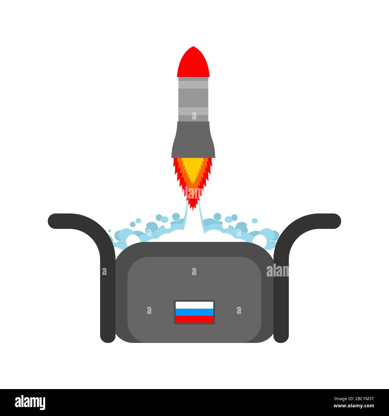 Missile launch from russian winter cap. Secret weapon of Russia Flying bomb Stock Vector