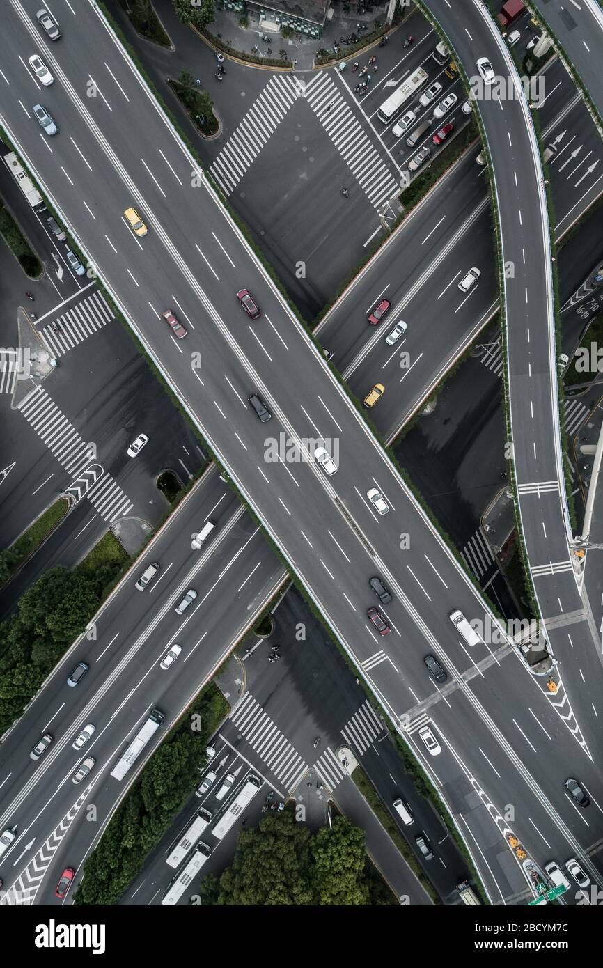 Overpass Intersection Aerial view of highway and overpass Stock Photo - Alamy