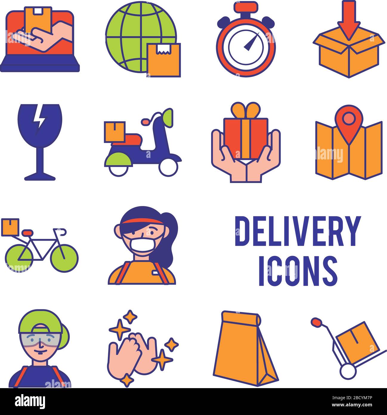 bundle of delivery service icons Stock Vector Image & Art - Alamy
