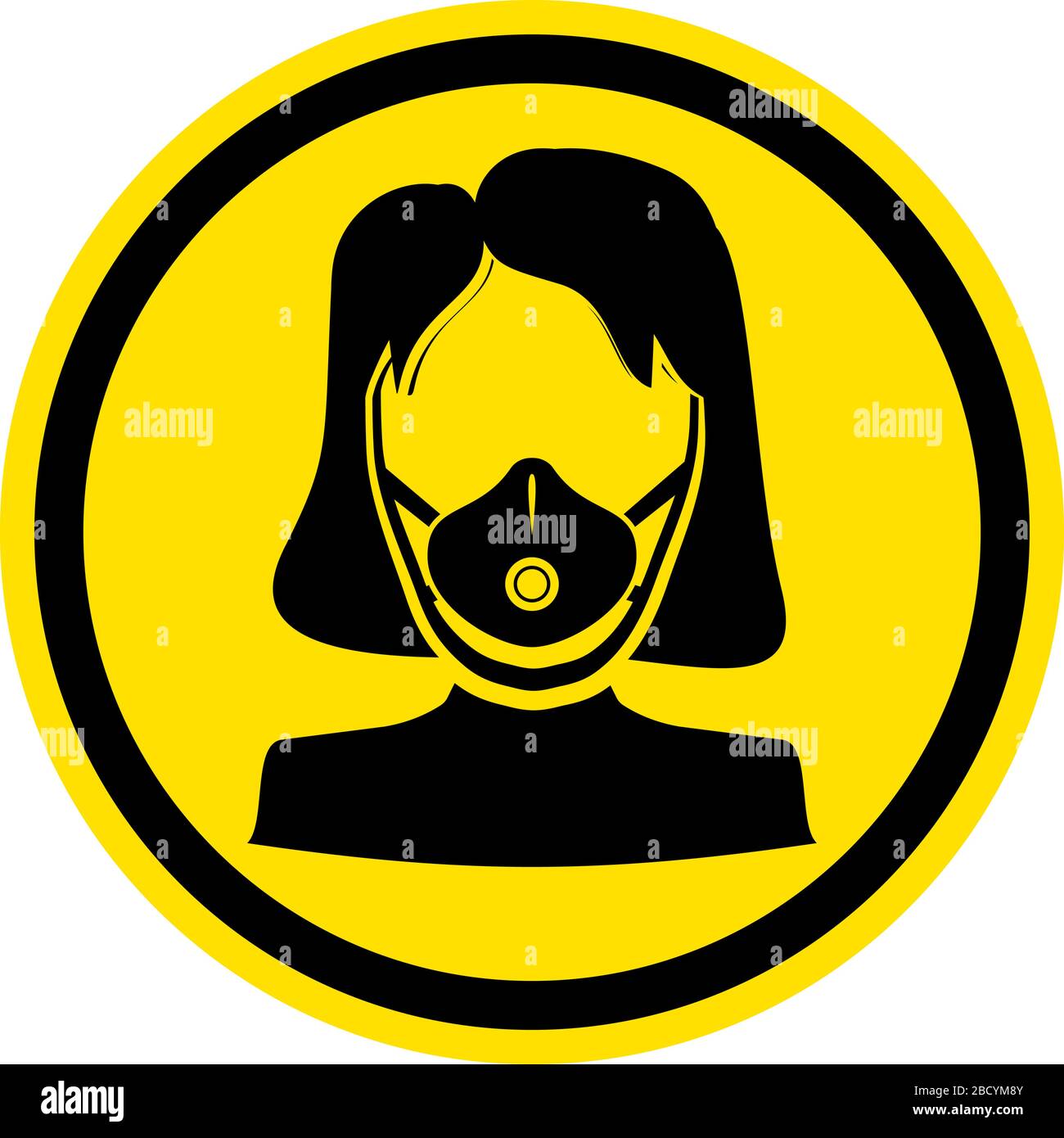 The graph shows a warning sign respirator. The illustration is perfect for graphic designs that have the theme pandemic, epidemic and viruses. Stock Vector