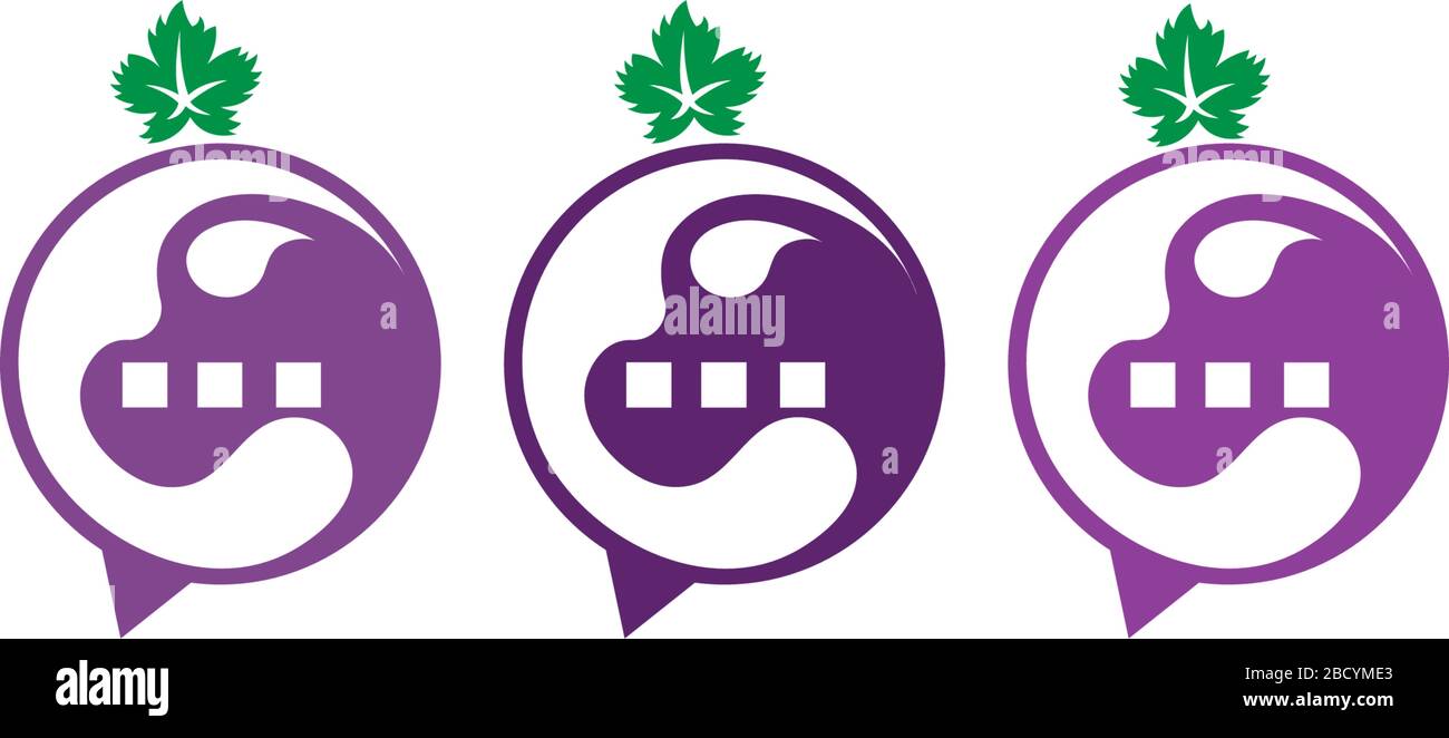 Bubble chat grapes icon logo template Stock Vector