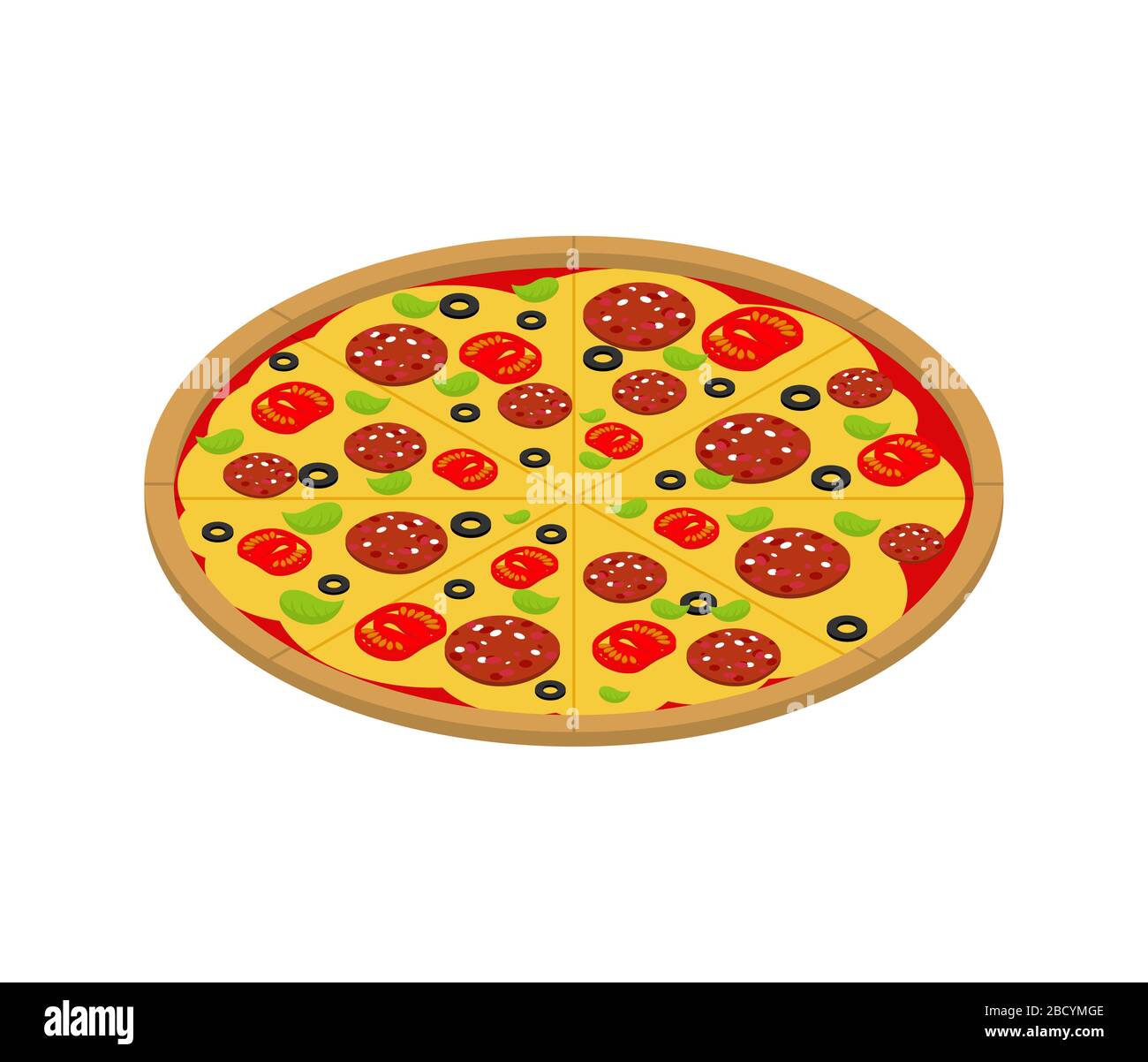 Pizza Isometric isolated. Fast food vector illustration Stock Vector