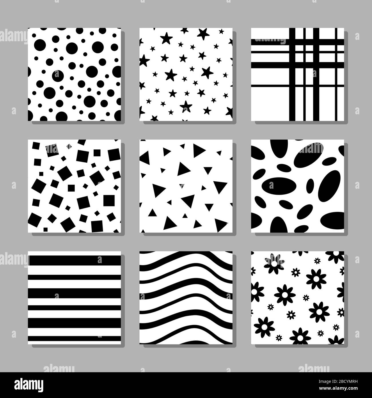 Simple monochrome seamless collection. Black and white prints. Vector illustration Stock Vector Image & Art Alamy