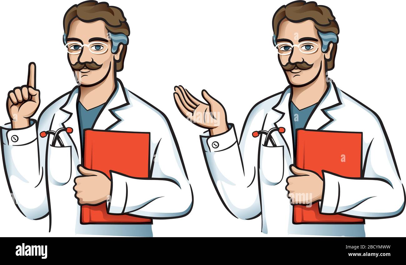 Doctor in glasses character, cartoon stylized vector illustration Stock ...