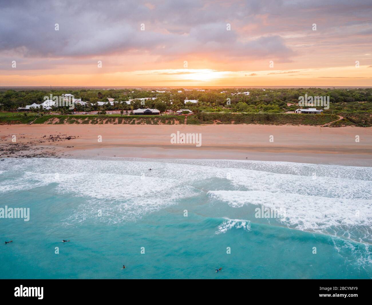 A cloudy sunrise over Cable Beach in Broome Western Australia Stock Photo