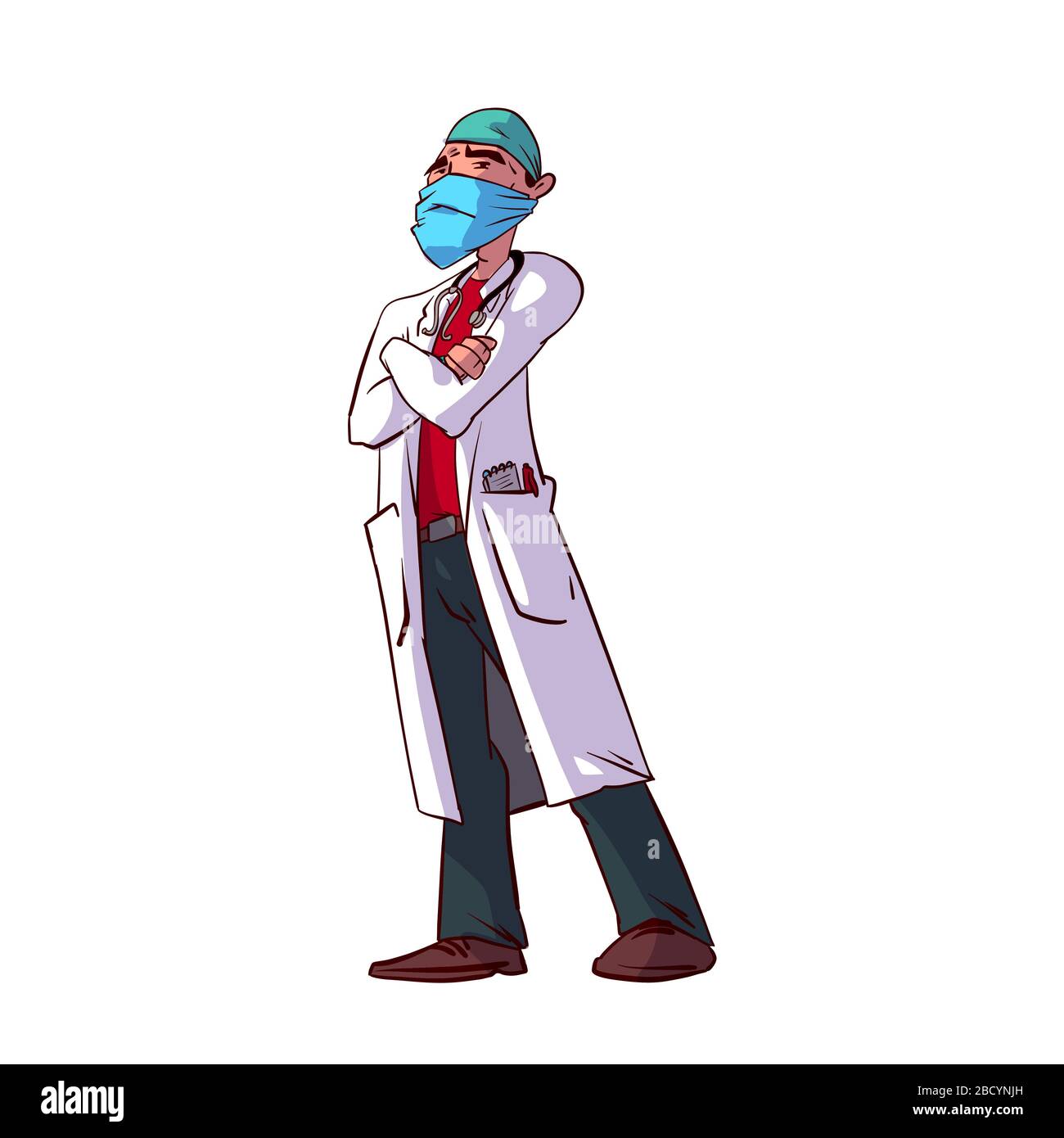 Colorful vector illustration of a male doctor specialist Stock Vector