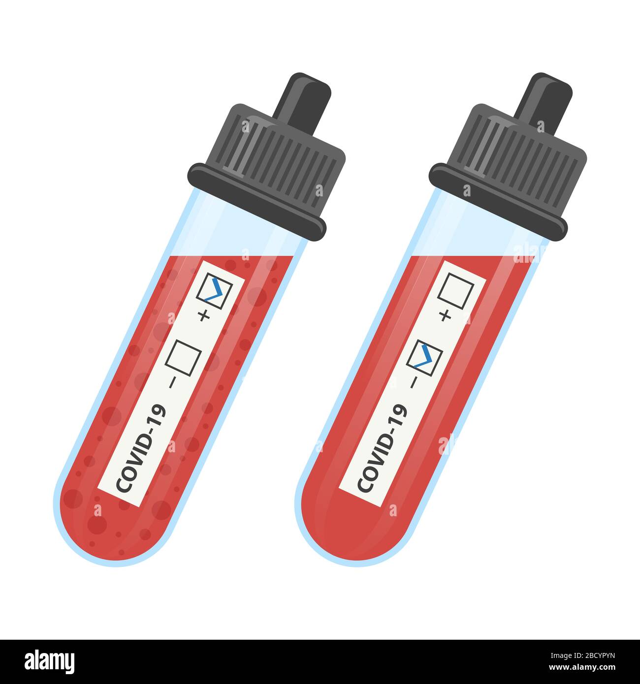 Test Tube with Blood Isolated on White Background. Stop Pandemic Novel