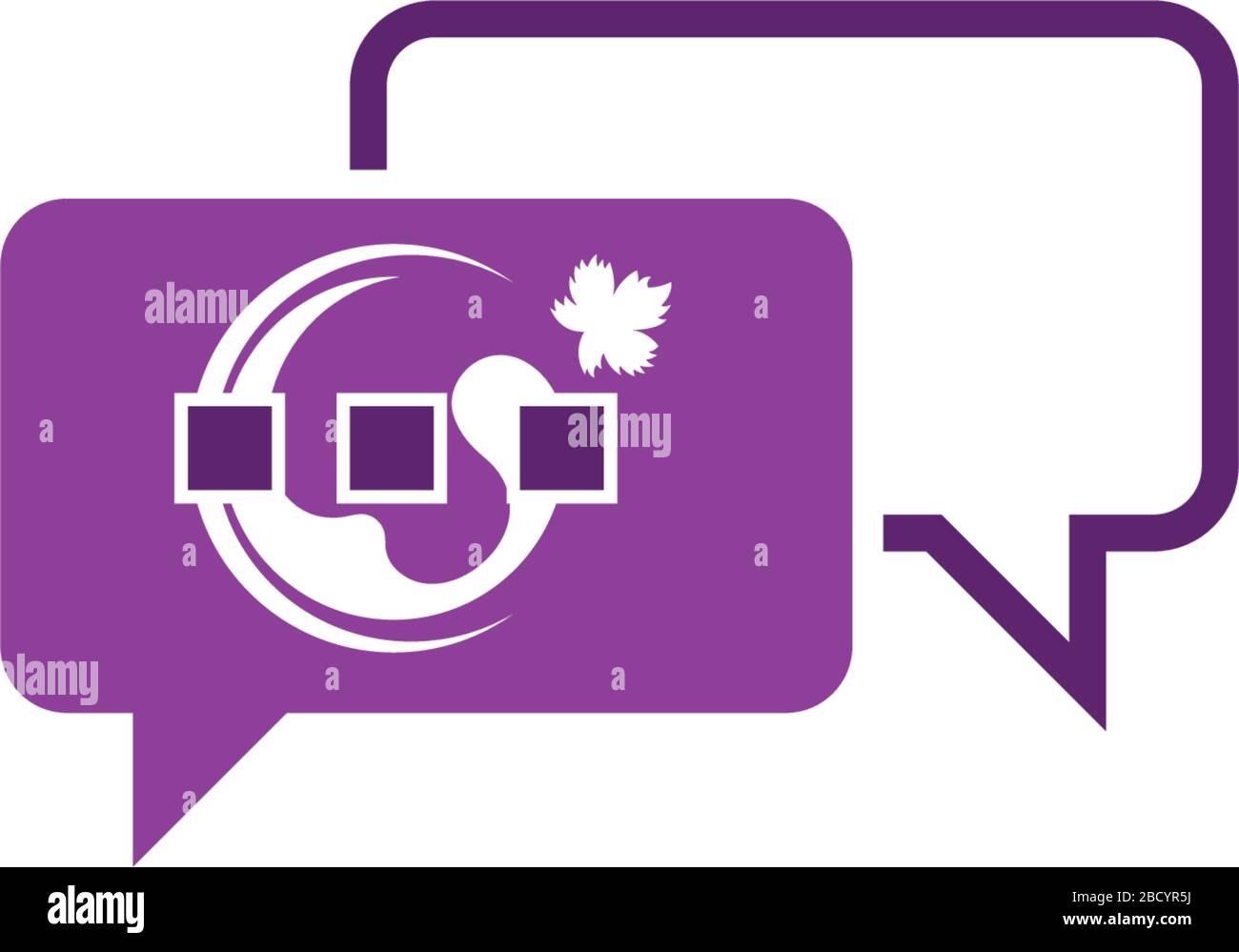 Bubble chat grapes icon logo template Stock Vector
