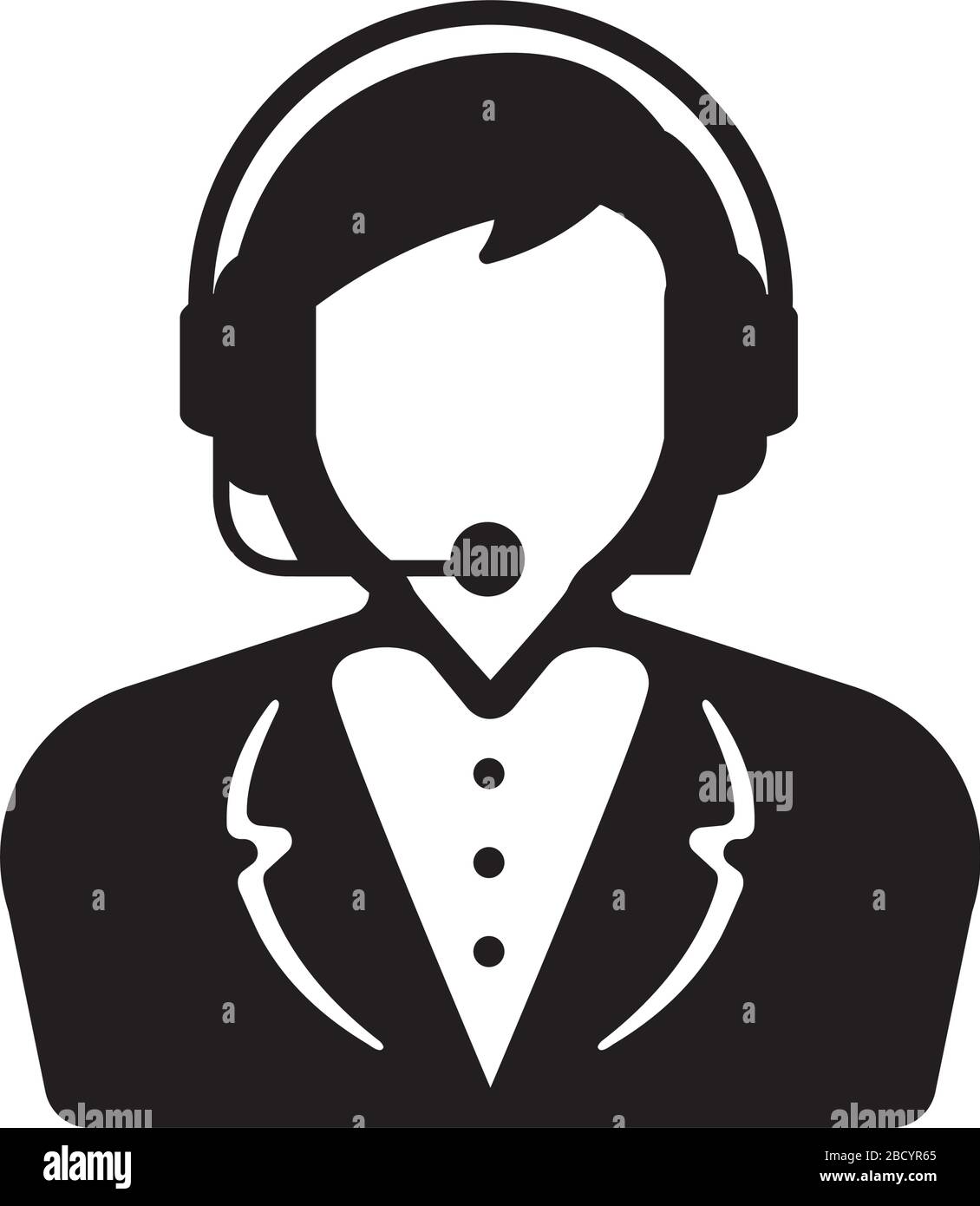 business woman with headset. support / help center operator icon Stock Vector