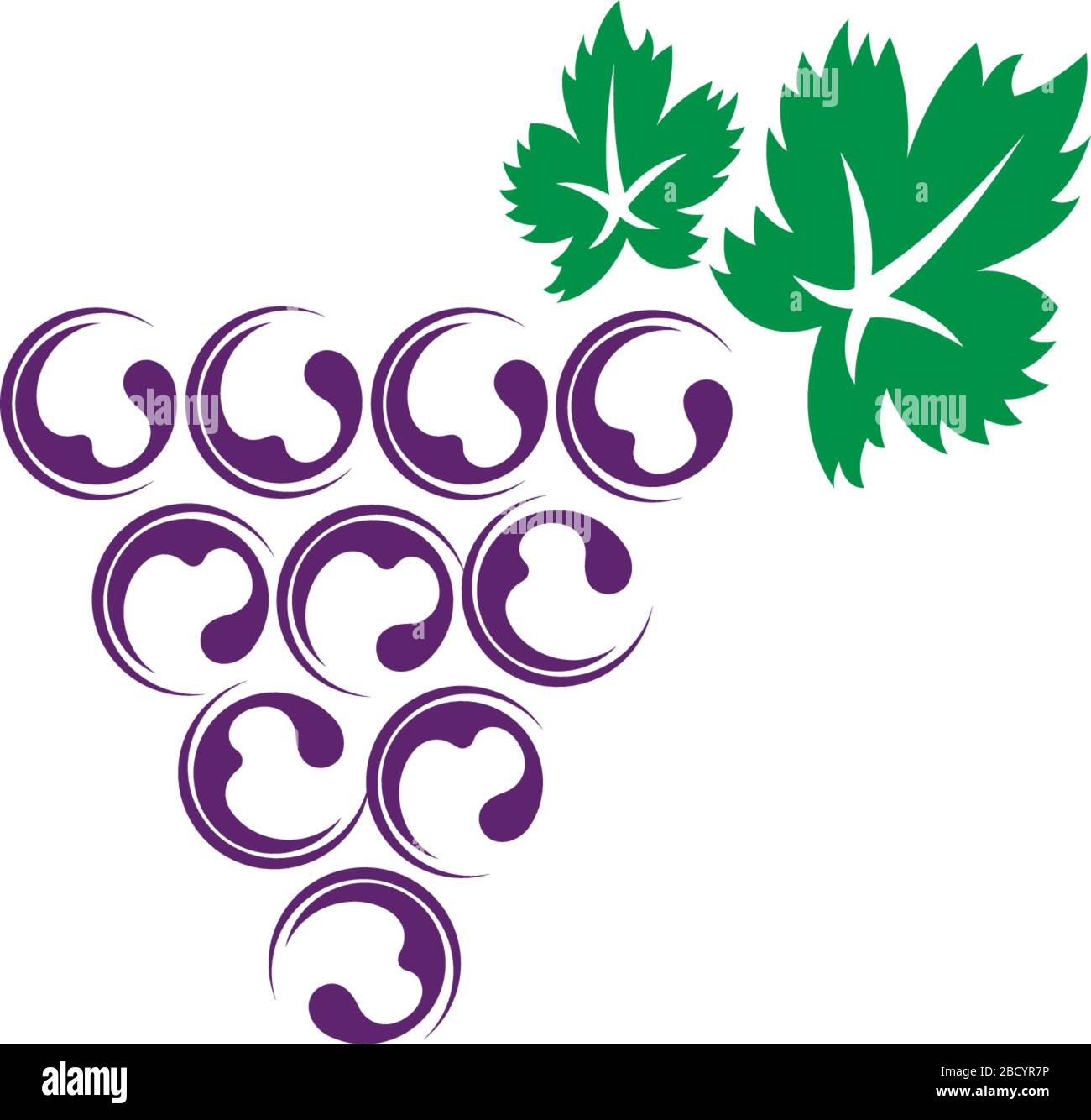 Grape with leaf logo icon template illustration Stock Vector