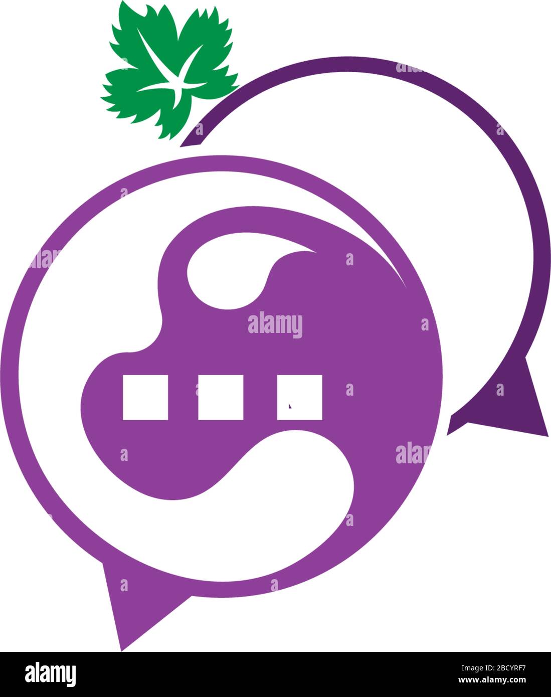 Bubble chat grapes icon logo template Stock Vector