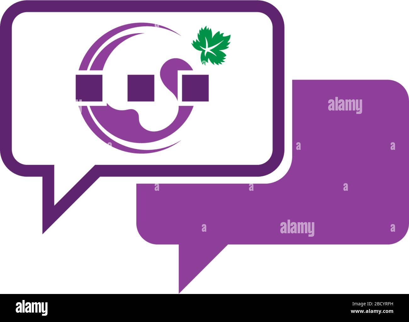 Bubble chat grapes icon logo template Stock Vector